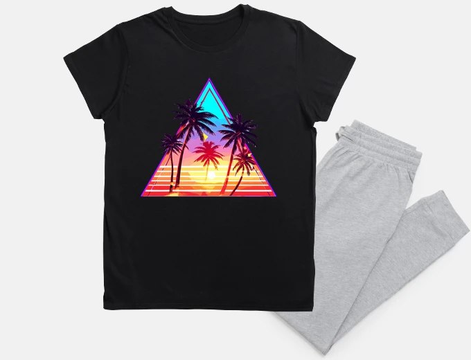 Pyjama triangle de plage de palmiers vaporwave