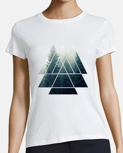 Tee-shirt triangles de géométrie sacrée - forêt b