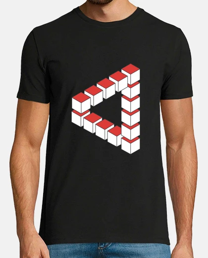 T-shirt triangolo, cubi, illusione ottica, puzzle,