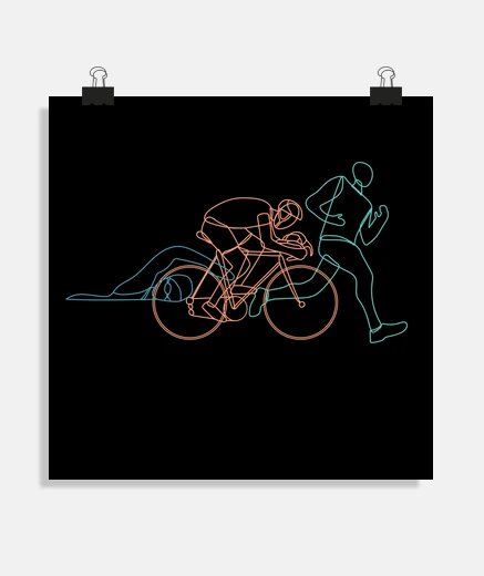Poster Triathlon natation course à pieds vélo