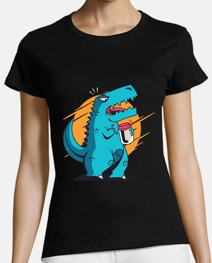 Tee-shirt triste court armé t rex avec pot