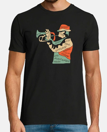T-shirt trombettista jazz colorato