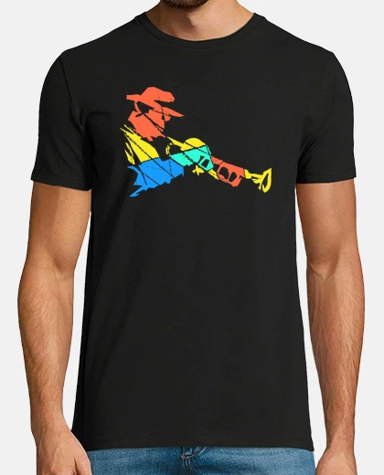 T-shirt trombettista multicolore stile di arte 