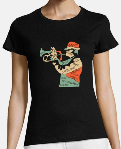 Playera trompetista de jazz colorido