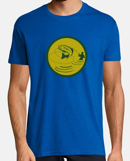T-shirt trota che salta pescatore a mosca cerchio retrò