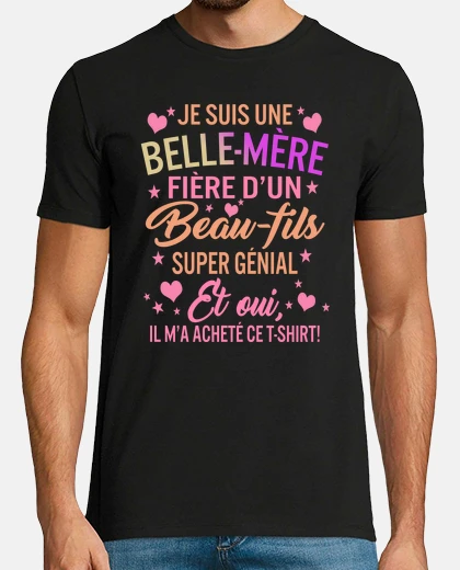 Tee-shirt Tshirt bellemere beaufils super genial cadeau mamie humour fte des mres tee shirt