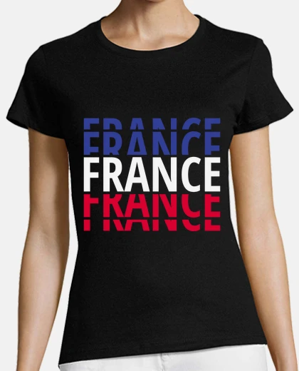 Tee-shirt tshirt femme  France JO   écrit aux couleurs du drapeau français . Beau design mode,. Pour les amour