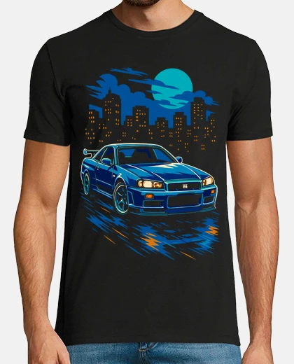 T-shirt tuning auto motore drifting nissan skyline gt-r