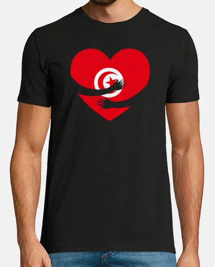 T-shirt tunisia bandiera pride cuore orgoglioso tunisino abbraccio vintage