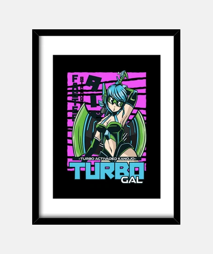 Cadre turbo gal vaporwave esthétique années 8