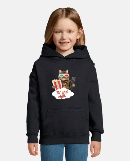 Kids tv and chill funny cat popcorn