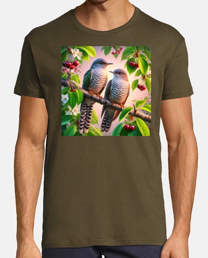 T-shirt Two common Cuckoos on a cherry tree