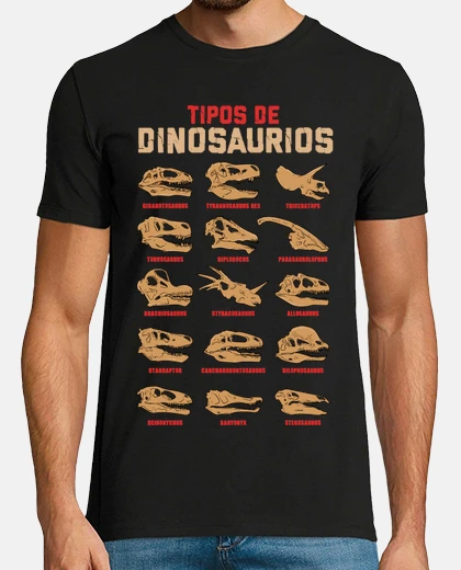Playera types of dinosaur fossils skulls