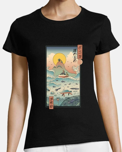 T-shirt ukiyo e by the sea shirt da donna