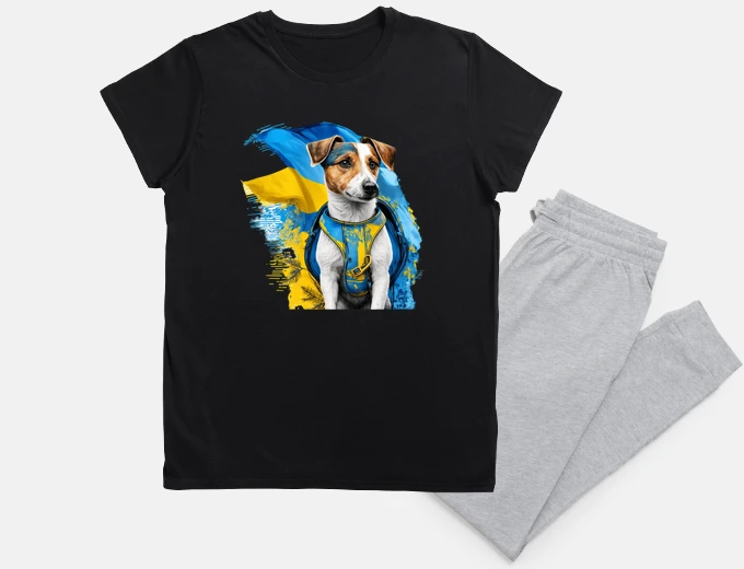 Pajama ukrainian dog war flag victory night sleep
