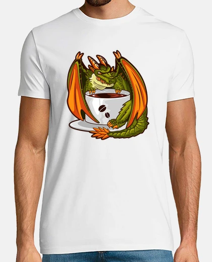T-shirt umorismo amante del caffè del drago