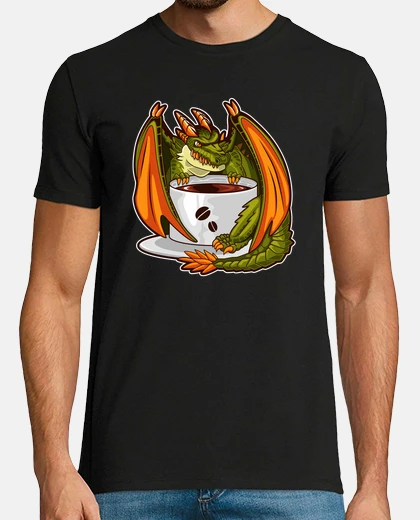 T-shirt umorismo amante del caffè del drago