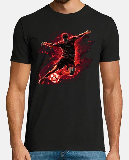 T-shirt un calciatore un tiro in porta