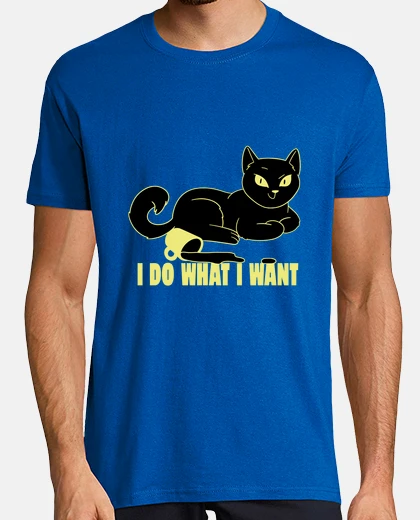 T-shirt un gatto ottiene ciò che vuole dal suo padrone.