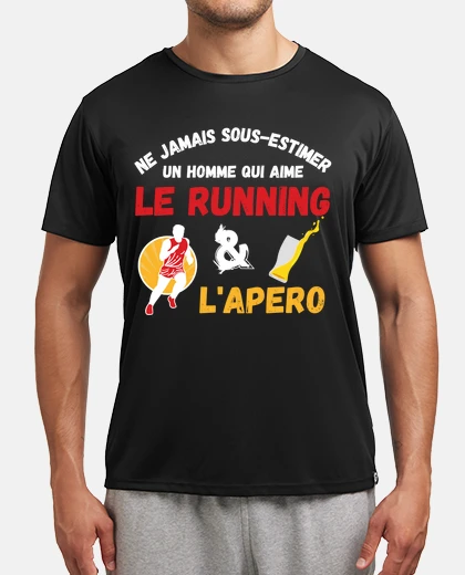 Tee-shirt Un homme qui aime le running et l apéro