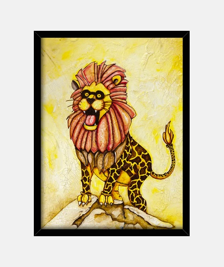 Quadro un leone con il costume giraffa