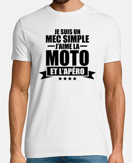 Tee-shirt un mec simple j aime la moto et l apéro