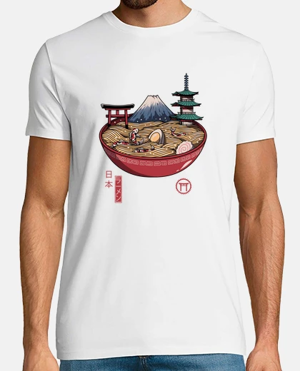 T-shirt un uomo con camicia ramen giapponese
