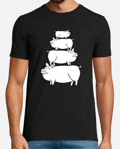 T-shirt una piramide di maiali
