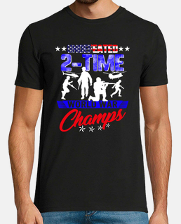 Undefeated 2Time World War Champs 4th of July USA Flag American Military Independence Day Celebratio