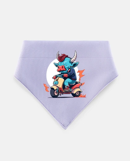 Mascotas une vache sur un scooter