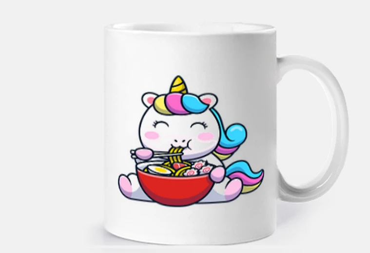 Cup unicorn eating sushi