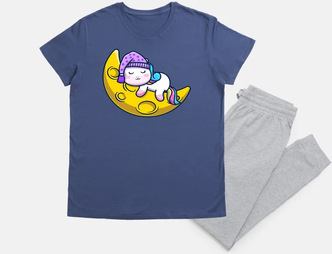 Pyjama unicorn nap on the moon