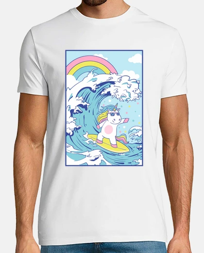 T-shirt unicorn surfer