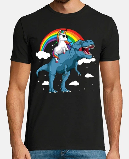 T-shirt unicorn t rex dinosaur boy gift
