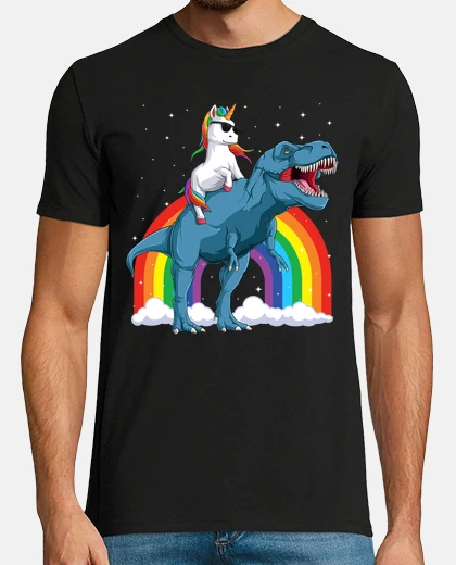 T-shirt unicorn t rex dinosaur boy gift