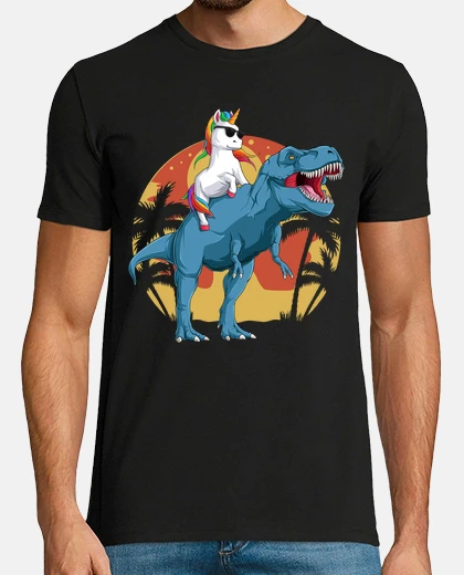 T-shirt unicorn t rex dinosaur boy gift