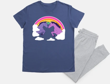 unicorns under rainbow