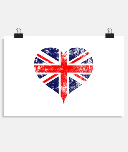 Poster union jack coeur uk drapeau britannique