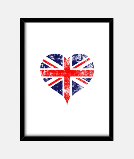 Framed Union Jack Heart  UK Flag  British