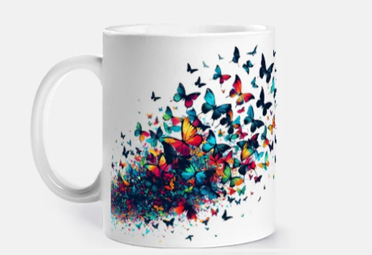 Cup unique butterfly t-shirt trend mug to personalize coffee tea mate infusion herbal tea milk croissant