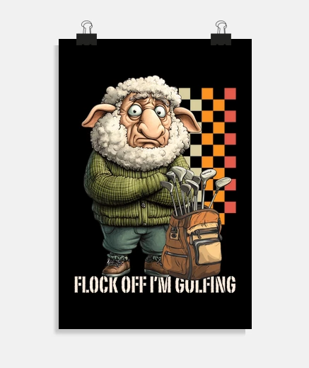 Poster Unique Funny Sheep Golf Player