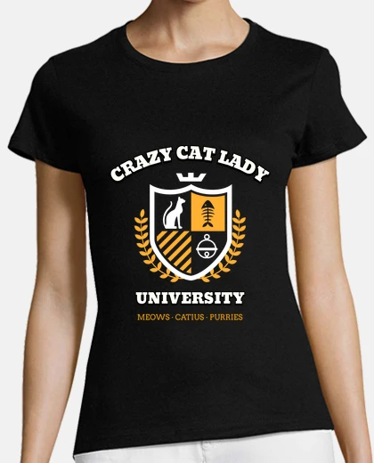 Tee-shirt université de dame de chat fou