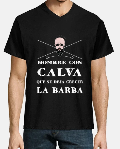 T-shirt uomo con la testa calva e la barba