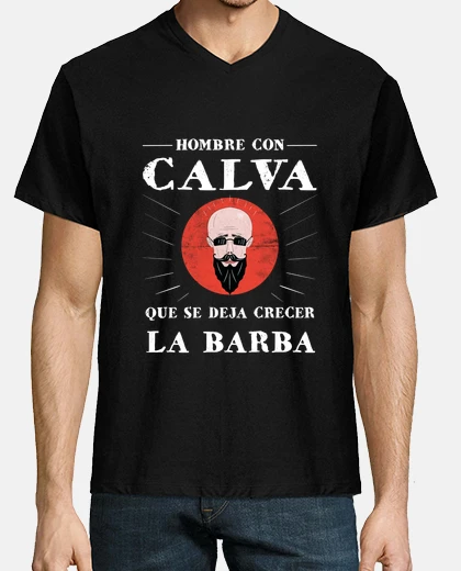 T-shirt uomo con la testa calva e la barba