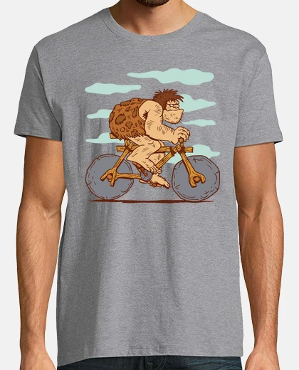 T-shirt uomo di Cro-Magnon in sella a una bicic