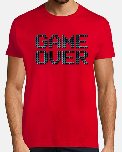 T-shirt uomo in stile vintage rosso e bianco game over