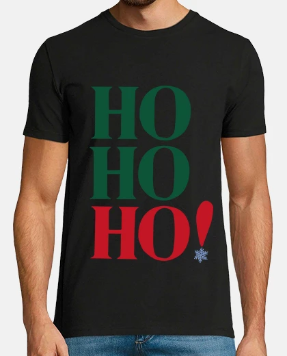 T-shirt uomo, manica corta, nero, ho ho ho di qualità extra