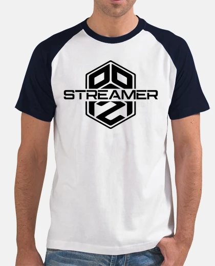 T-shirt Uomo, stile baseball, bianca e blu marino