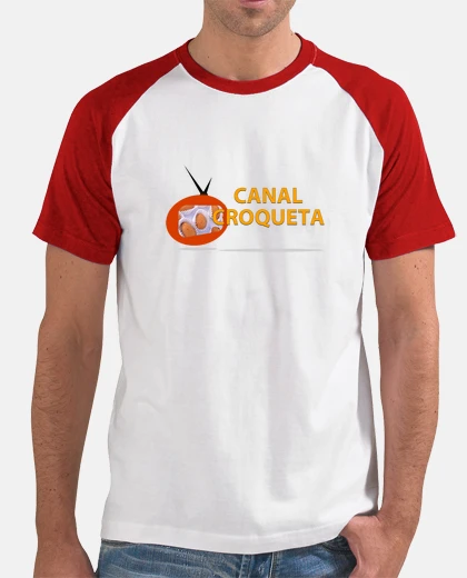 T-shirt Uomo, stile baseball, bianca e rossa