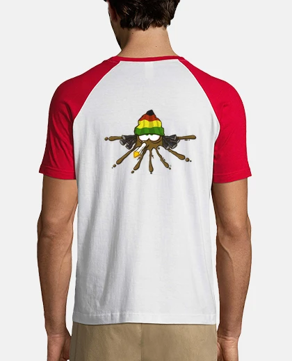 T-shirt Uomo, stile baseball, bianca e rossa